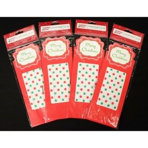 Lot of 12 Bags . 4-3pk Holiday Time Treat Bags Merry Christmas Polka Dot Red NEW